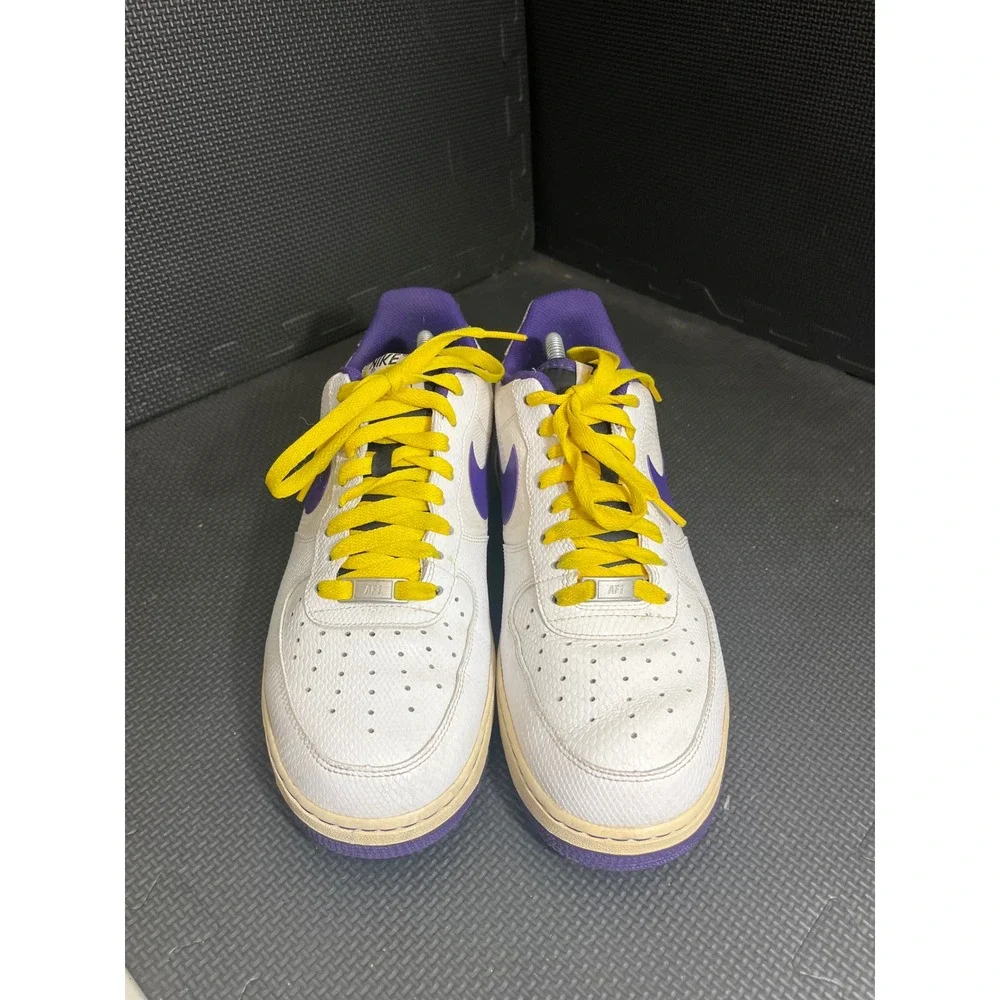 Nike Air Force 1‎ Low Snakeskin Lakers Mens Size 10 488298-143 White Sneakers